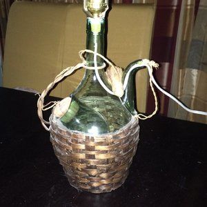 Bottle, Old Chianti with nozzle encased in wicker, from the 40s, vintage